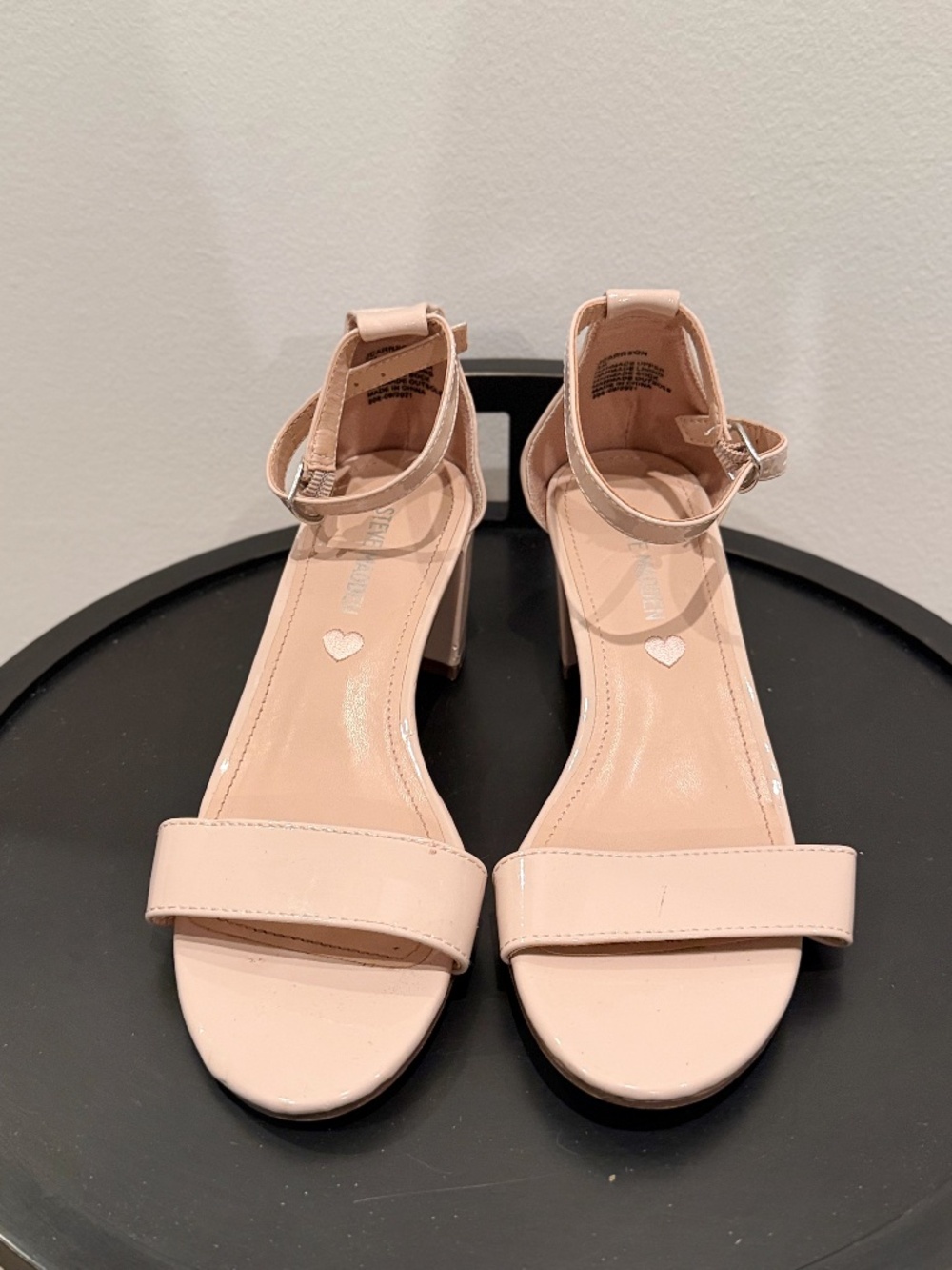 Steve Madden Carrson Block Heel Sandal Blush Patent Big Girls Size 3 LIKE NEW